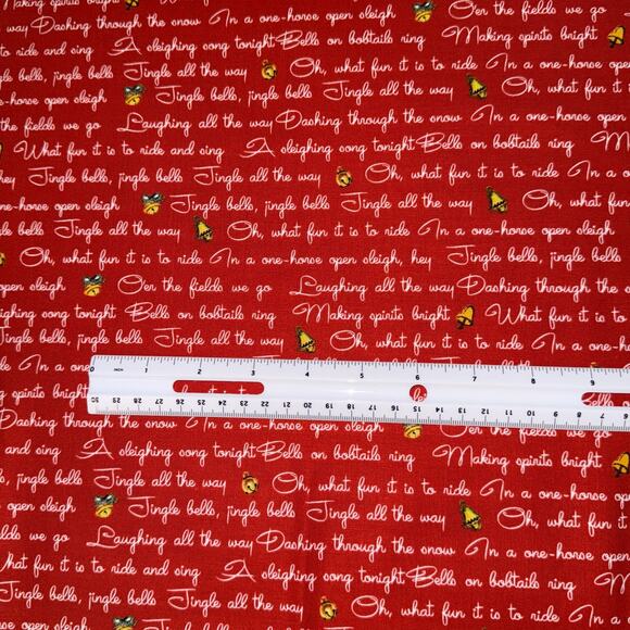 Red Christmas Jingle Bells Lyrics by Lindsay Wilkes - Riley Blake Designs - 1 Yd - Picture 3 of 7